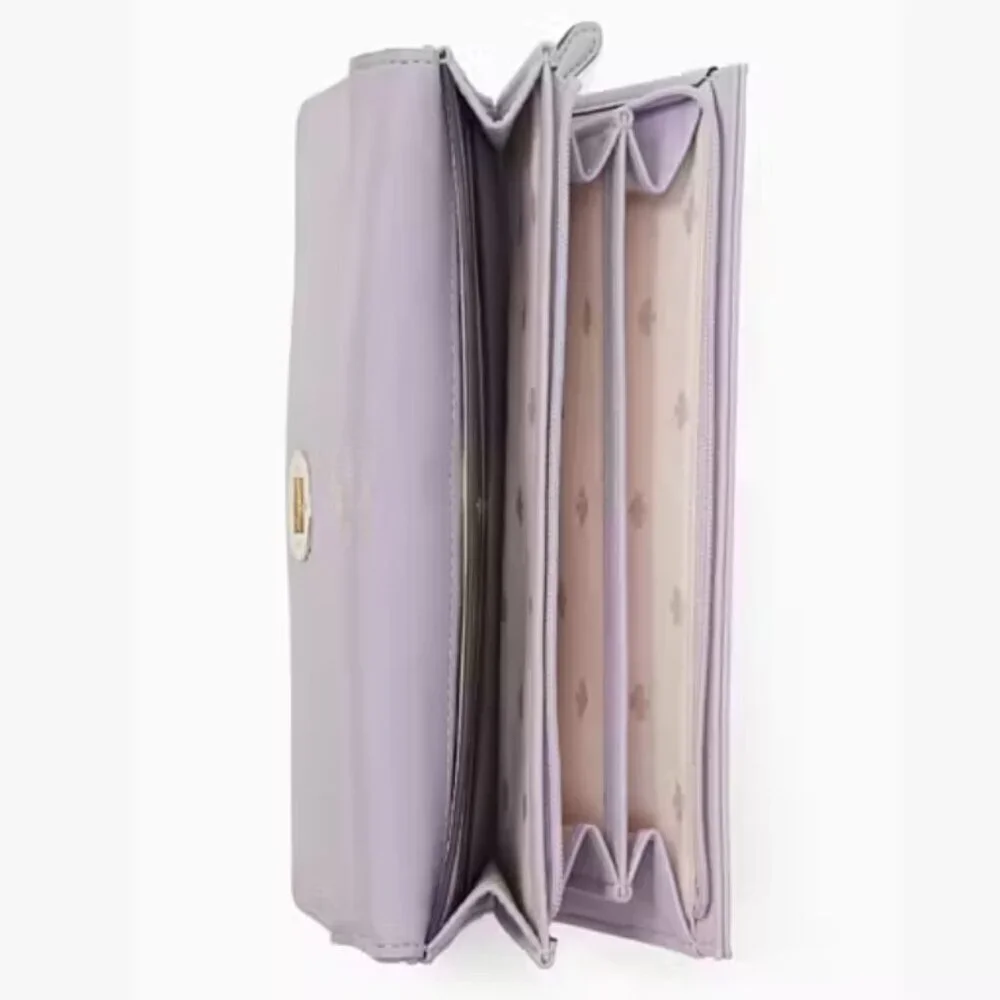 Kate Spade Natalia Large Continental Wallet Quilted Turnlock Lilac Frost Leather